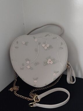 Cream Faux Leather Crossbody Women's Purse